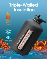 128 oz Compact  Water Bottle with PU Leather Sleeve