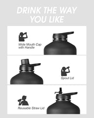 128 oz Compact  Water Bottle with PU Leather Sleeve