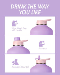 128 oz Compact  Water Bottle with PU Leather Sleeve