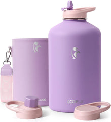 128 oz Compact  Water Bottle with PU Leather Sleeve