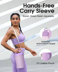 128 oz Compact  Water Bottle with PU Leather Sleeve