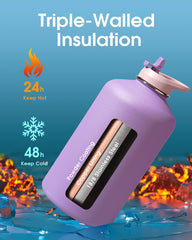 128 oz Compact  Water Bottle with PU Leather Sleeve