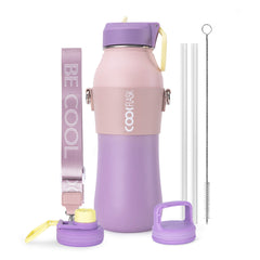 Stainless Steel Water Bottle with Straw and Strap | 32oz