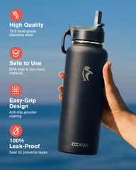 40 oz water bottle with straw and handle