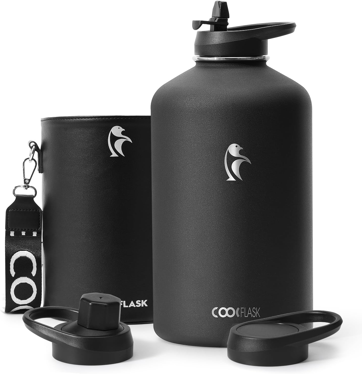 128 oz Compact  Water Bottle with PU Leather Sleeve