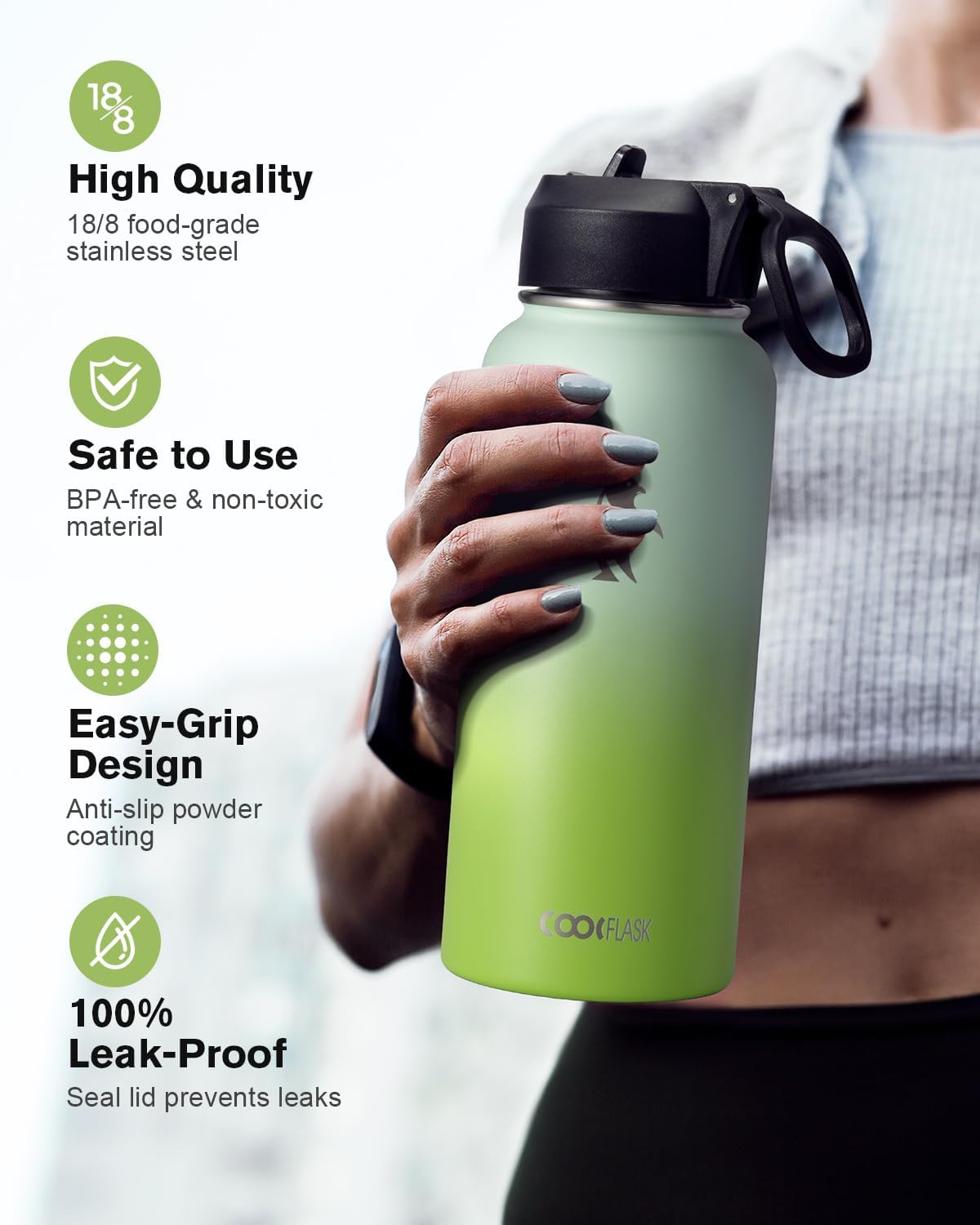Flask Bottle 32 Oz Mint Green Hydro Flask Stainless Steel Green