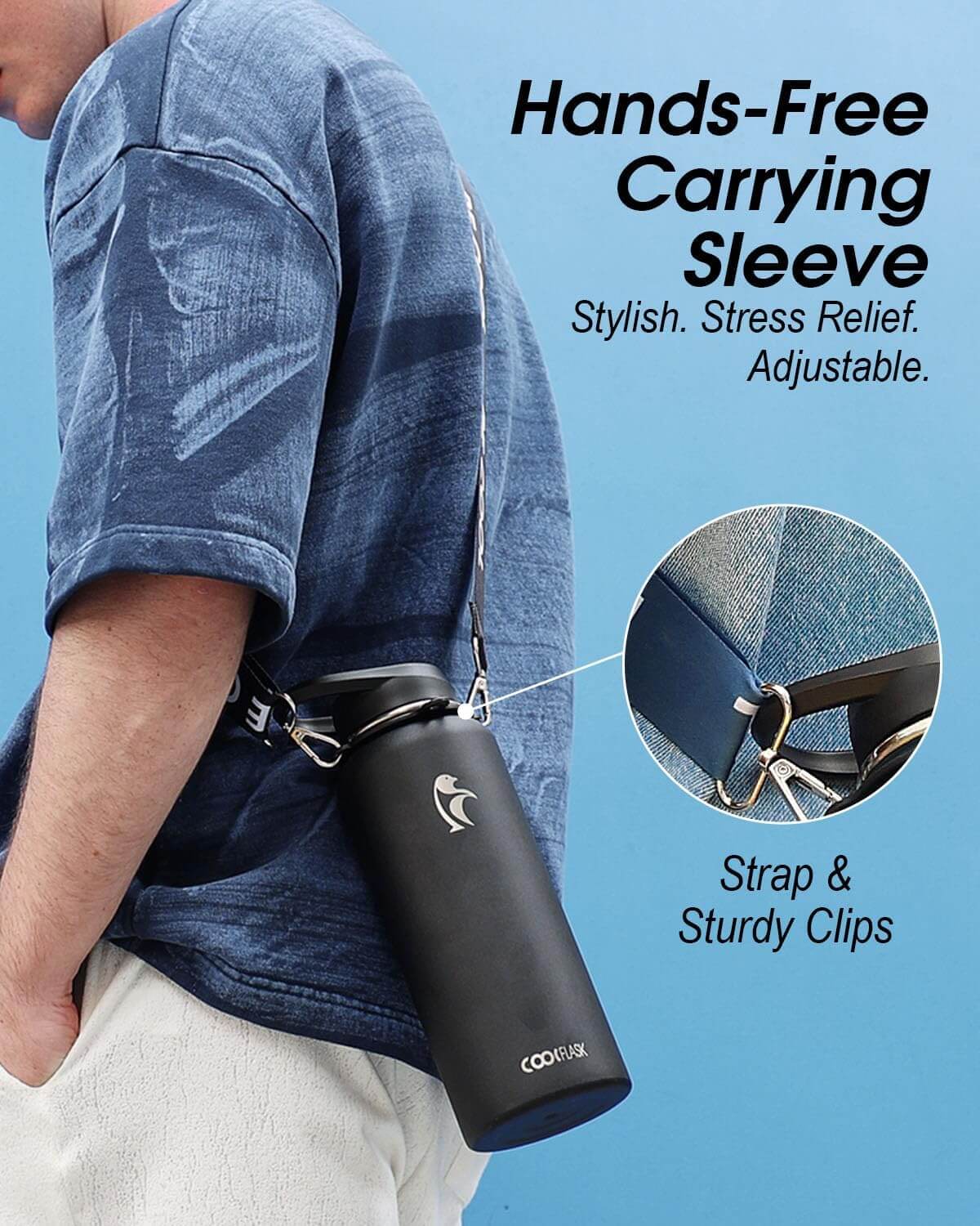 40 oz Compact Water Bottle With Strap