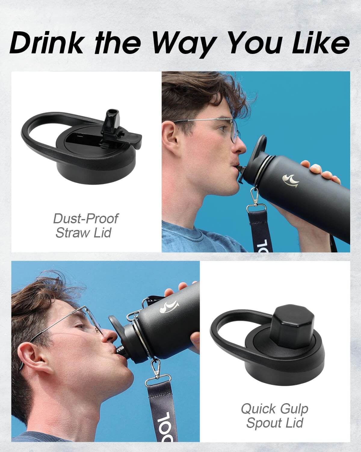 40 oz Compact Water Bottle With Strap