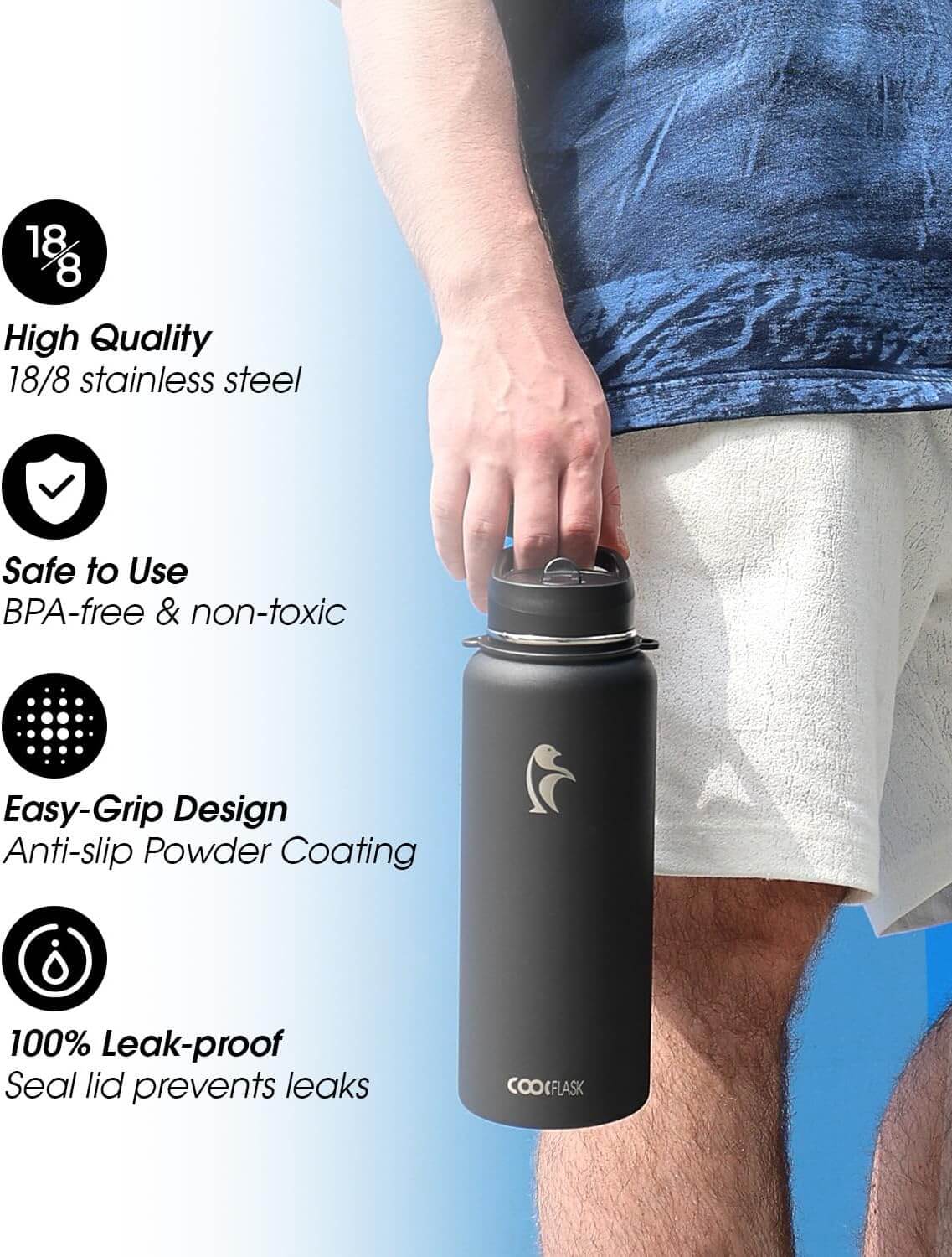 40 oz Compact Water Bottle With Strap