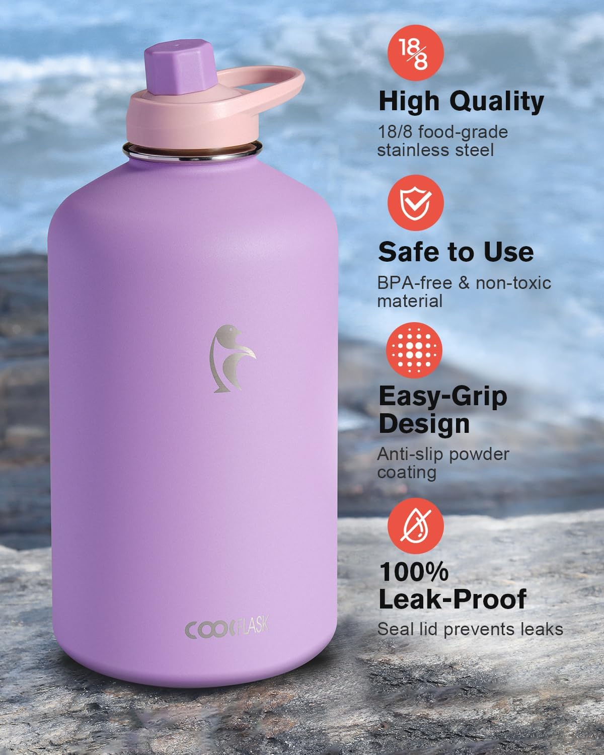 128 oz Compact  Water Bottle with PU Leather Sleeve