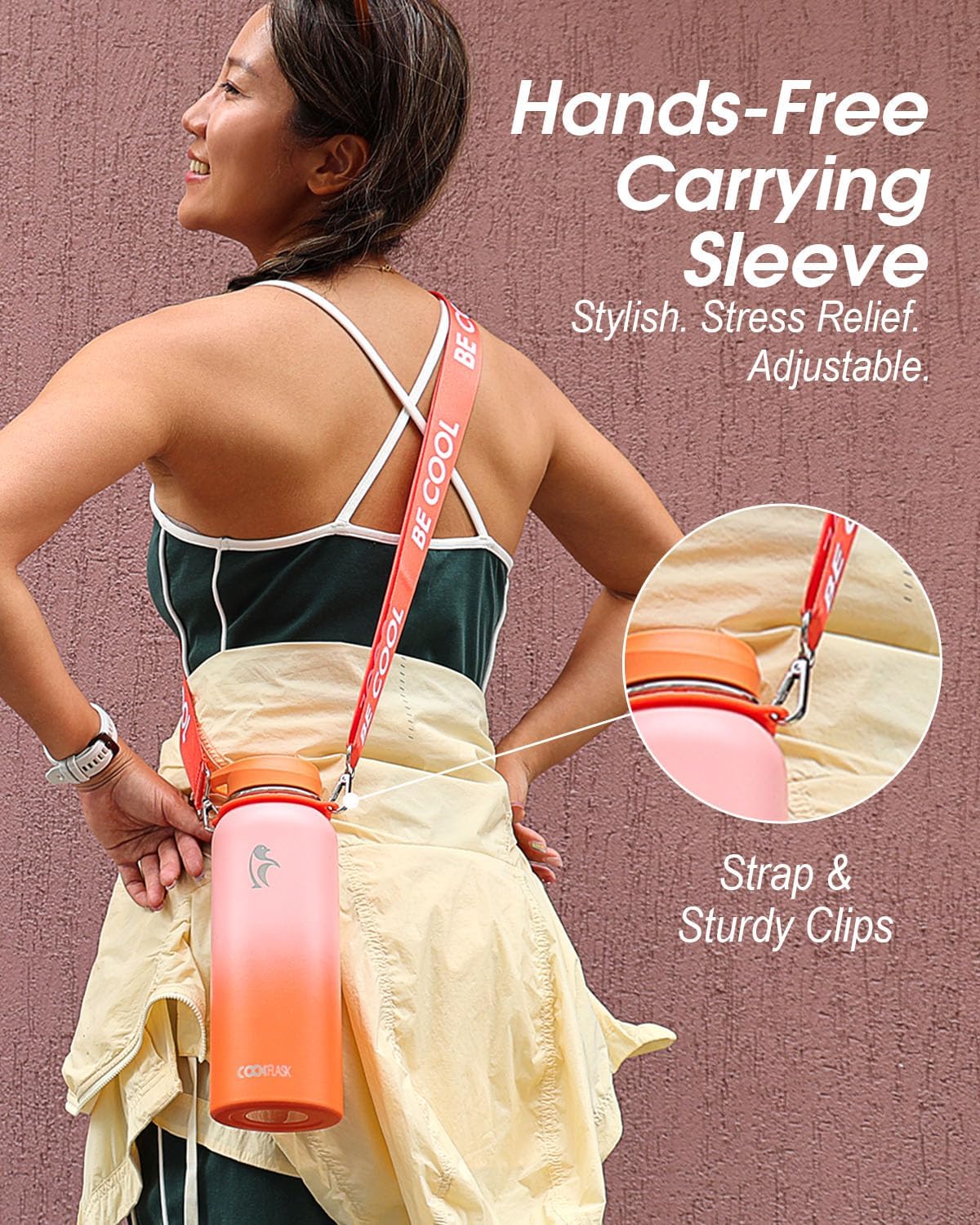 40 oz Compact Water Bottle With Strap