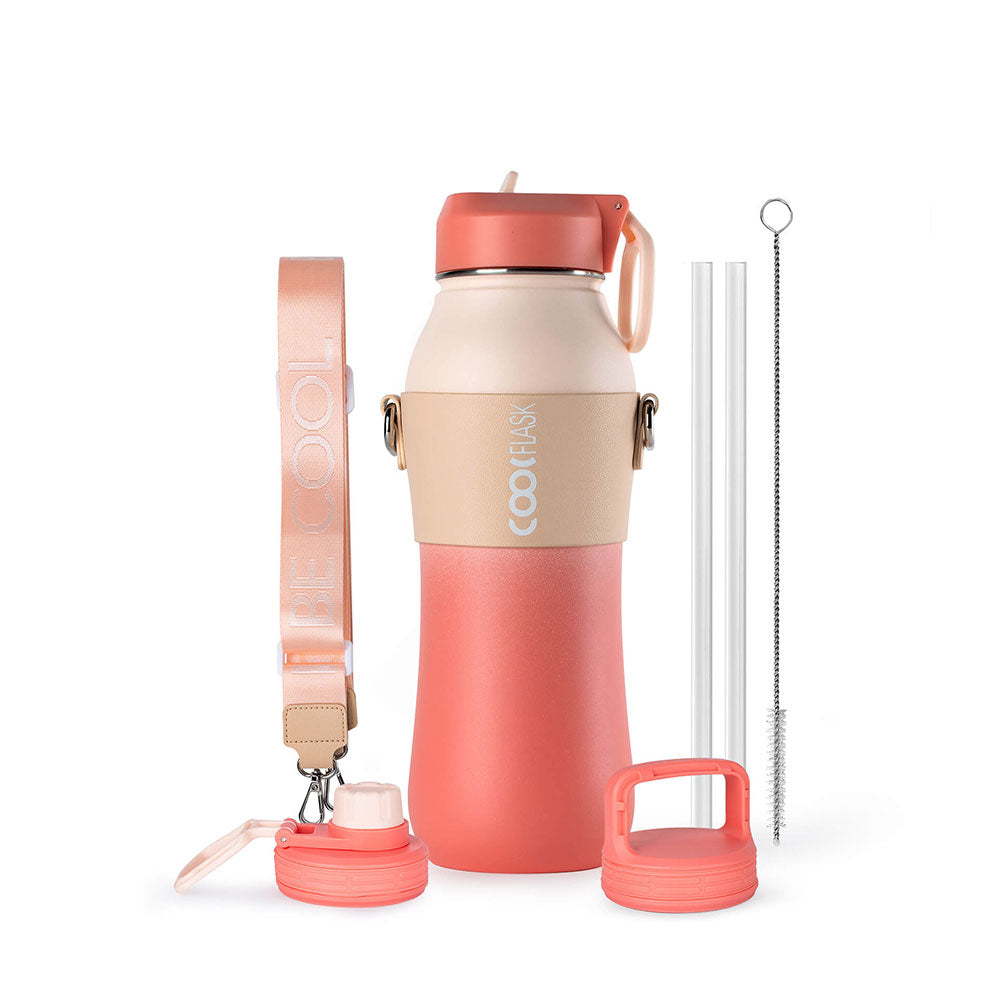 Stainless Steel Water Bottle with Straw and Strap | 32oz