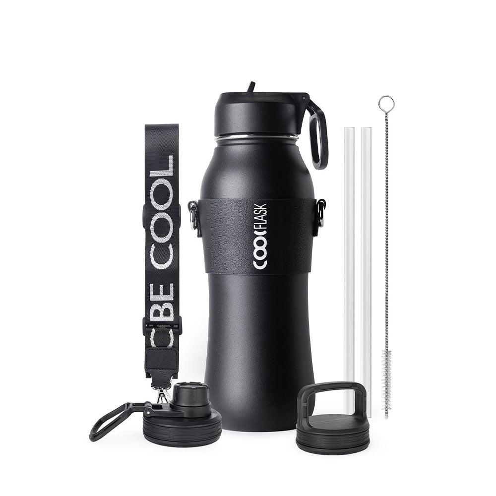 Stainless Steel Water Bottle with Straw and Strap | 32oz