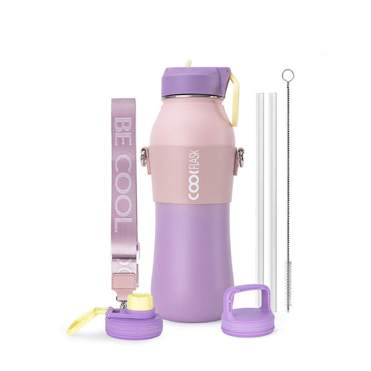Stainless Steel Water Bottle with Straw and Strap | 32oz 1000