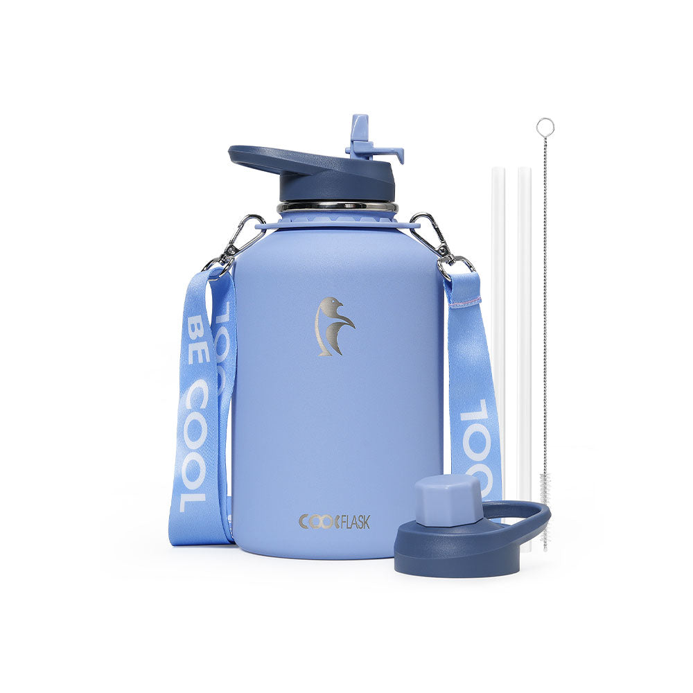 insulated water bottle with straw and handle