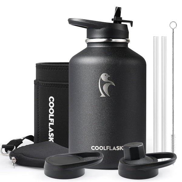 Go-to Gym Bottle | 64 oz Water Bottle | with Pocket Sleeve | Coolflask