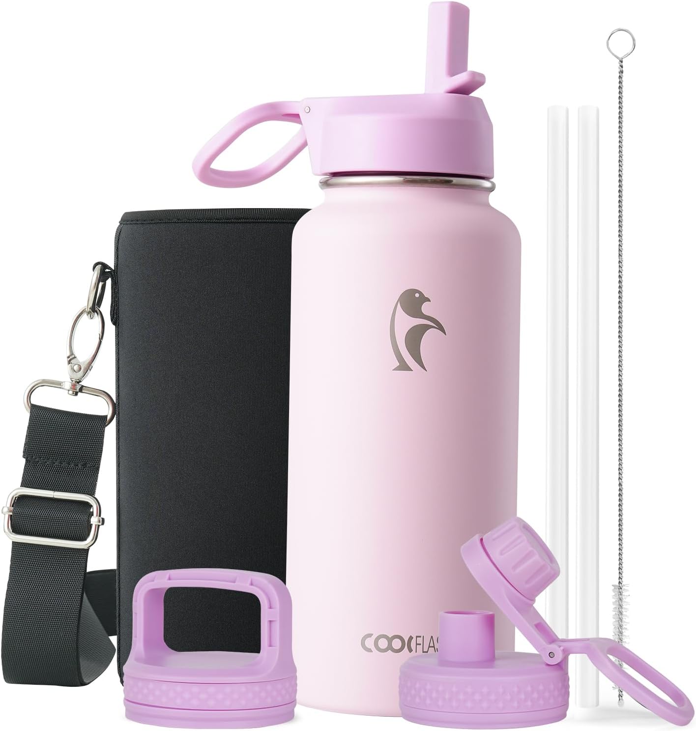 pink water bottle