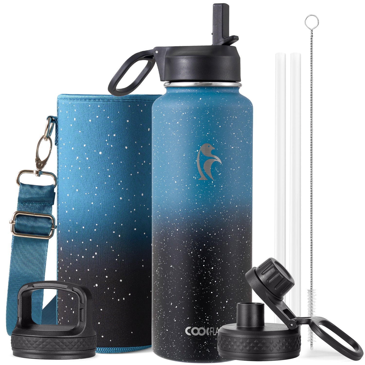 water bottle insulated with straw